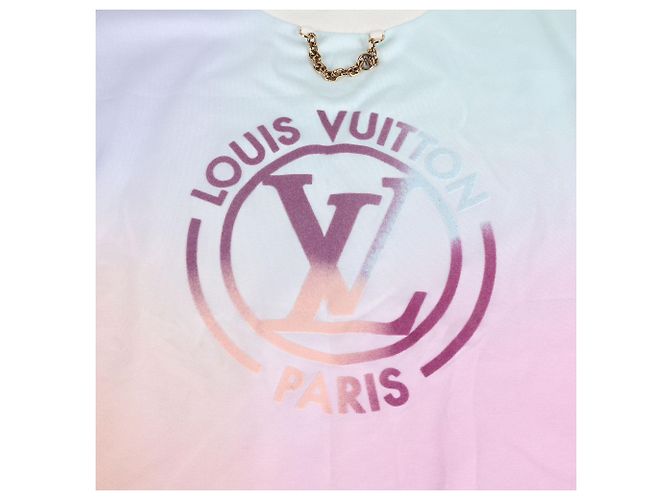 Louis Vuitton Camiseta de algodão com mangas de babados e degradê LV Circle Multicor - vista 18