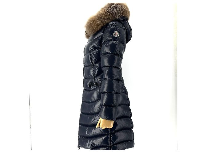 Moncler Apia Fox Fur Shiny Long Down Jacket Black - view 4