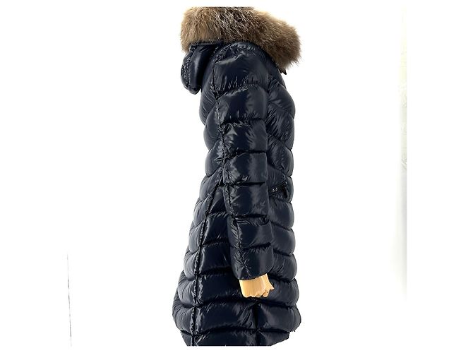 Moncler Apia Fox Fur Shiny Long Down Jacket Black - view 5