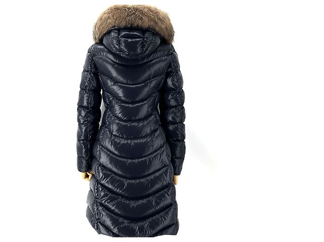 Moncler Apia Fox Fur Shiny Long Down Jacket Black - view 6