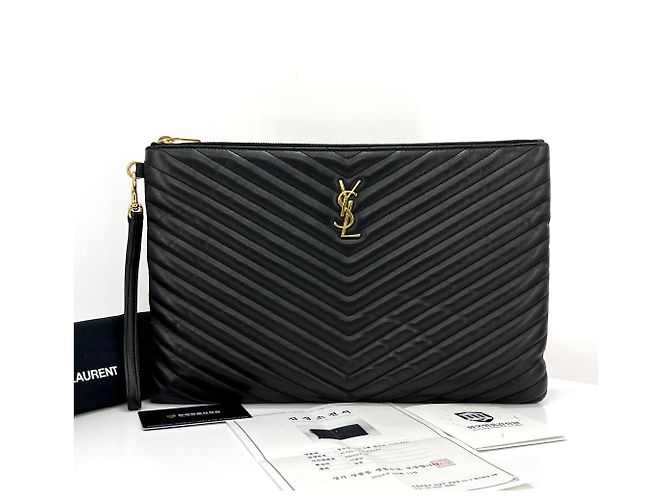 Saint Laurent Clutch trapuntata da donna nera Nero - vista 3