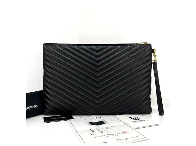 Saint Laurent Clutch trapuntata da donna nera Nero - vista 4