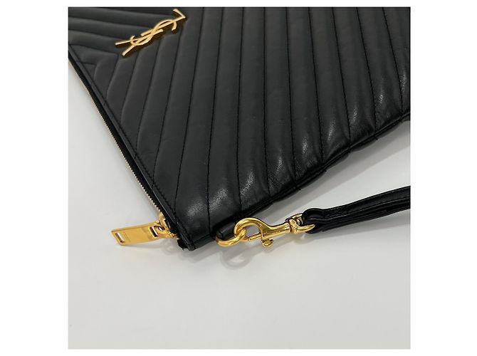 Saint Laurent Clutch trapuntata da donna nera Nero - vista 9