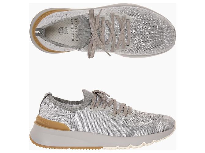 Brunello Cucinelli Sneaker in maglia di cotone Marrone - vista 2