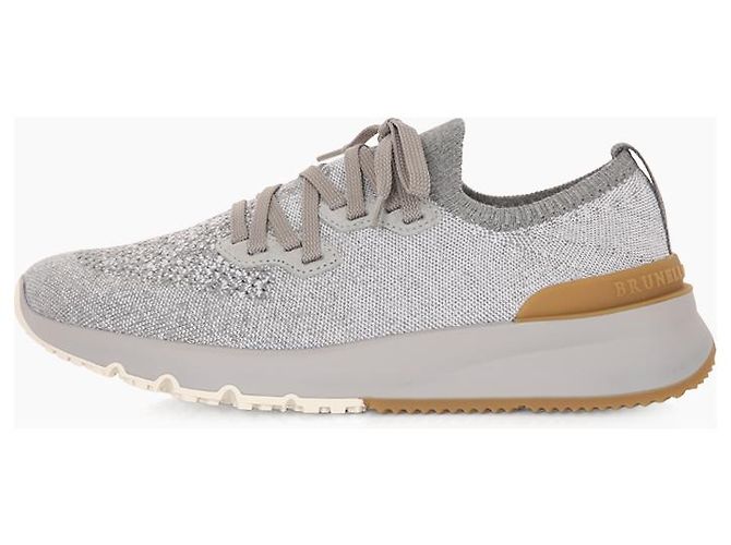 Brunello Cucinelli Sneaker in maglia di cotone Marrone - vista 3