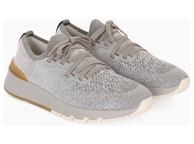 Brunello Cucinelli Sneaker in maglia di cotone Marrone - vista 4