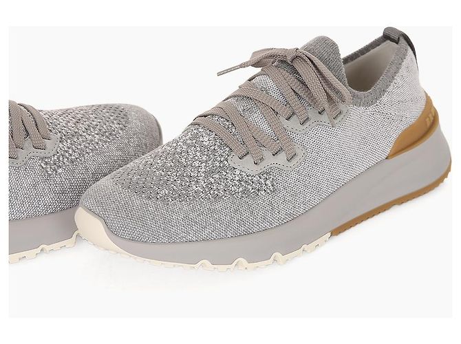Brunello Cucinelli Sneaker in maglia di cotone Marrone - vista 7
