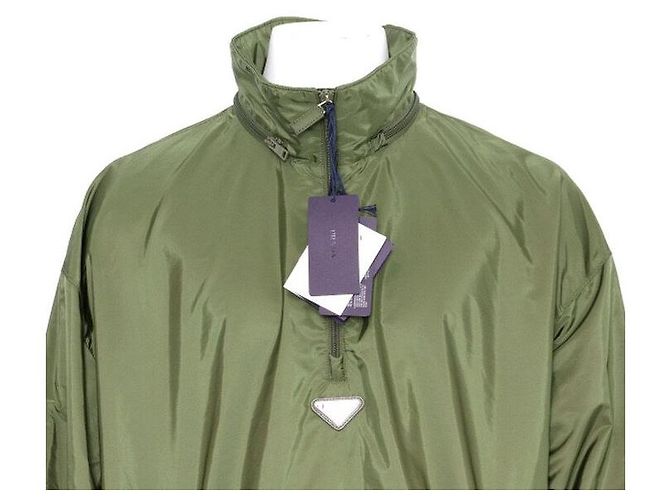 Prada Giacca in nylon da uomo con logo triangle kaki Marrone - vista 2