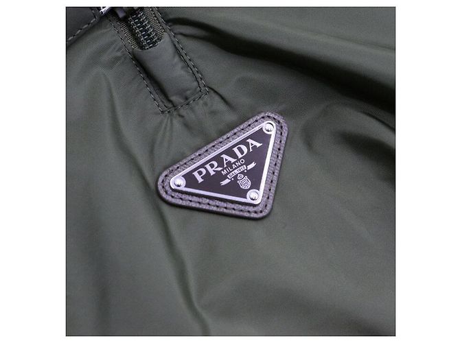 Prada Giacca in nylon da uomo con logo triangle kaki Marrone - vista 6