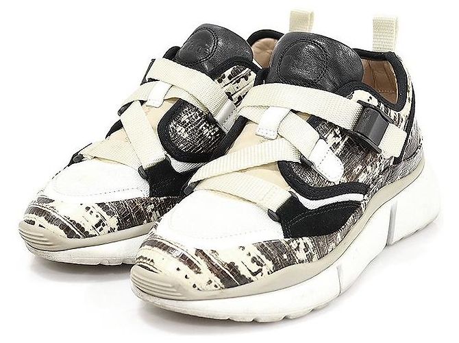 Chloé SONNIE Low Top Damensneaker aus Kalbsleder mit Eidechsenmuster Mehrfarben - Ansicht 3