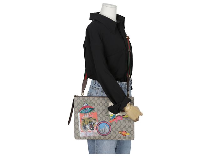 Gucci Borsa a tracolla GG Supreme Canvas con patch Courier Multicolore - vista 17