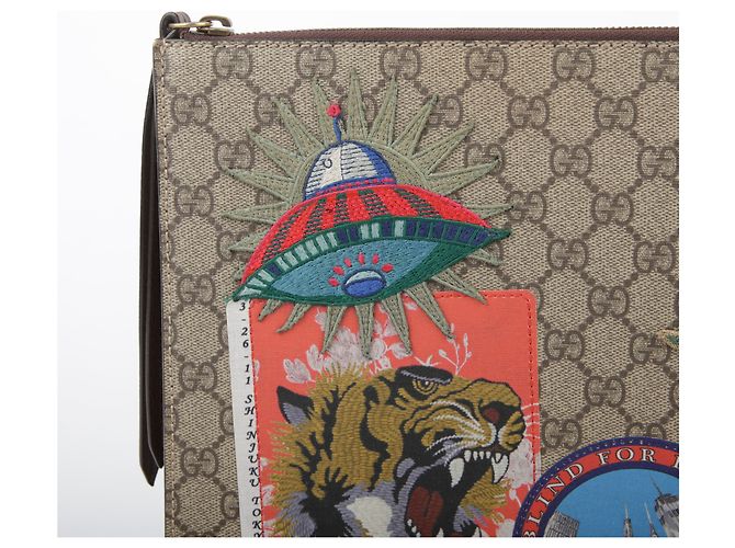 Gucci Borsa a tracolla GG Supreme Canvas con patch Courier Multicolore - vista 3