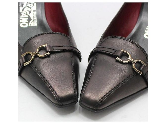Salvatore Ferragamo BOLIVAR Schuhe Braun Metallic Gancini - Ansicht 3