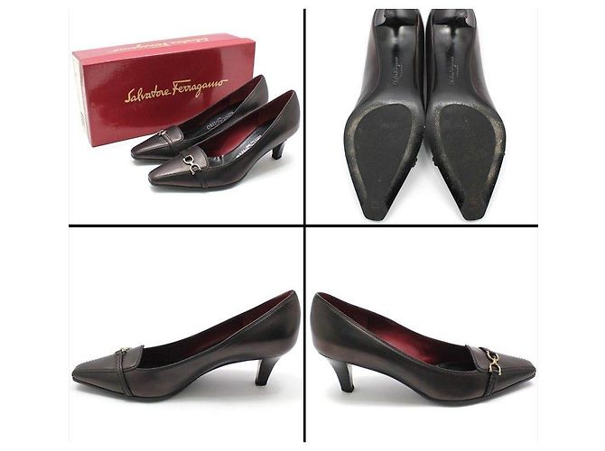 Salvatore Ferragamo BOLIVAR Schuhe Braun Metallic Gancini - Ansicht 6