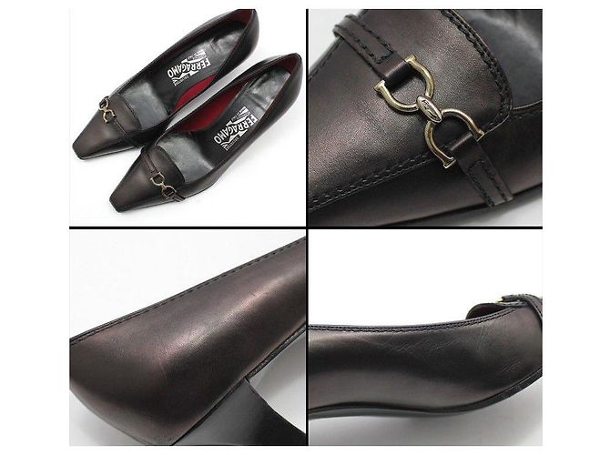 Salvatore Ferragamo BOLIVAR Schuhe Braun Metallic Gancini - Ansicht 7