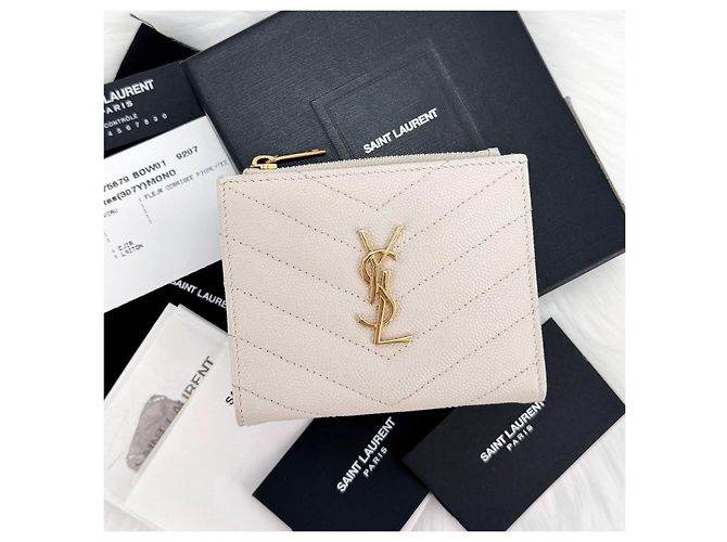 Saint Laurent Portafoglio con zip Monogram da donna Bianco - vista 2