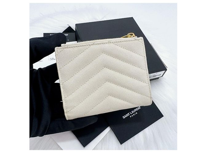 Saint Laurent Portafoglio con zip Monogram da donna Bianco - vista 3