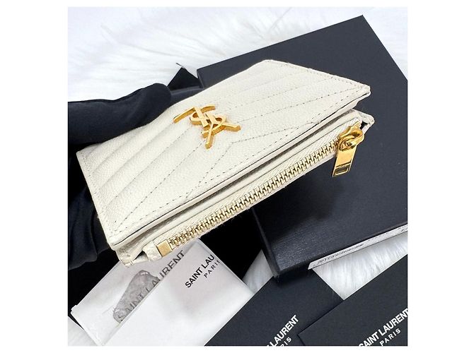 Saint Laurent Portafoglio con zip Monogram da donna Bianco - vista 8
