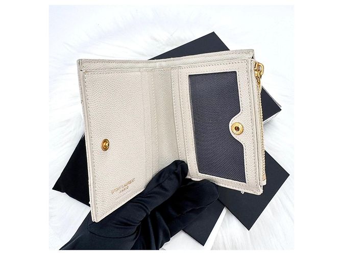 Saint Laurent Portafoglio con zip Monogram da donna Bianco - vista 9