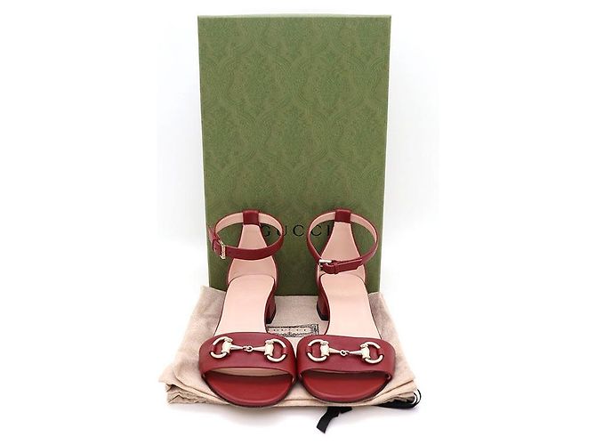Gucci Riemchen-Sandalen mit Horsebit Rot - Ansicht 7