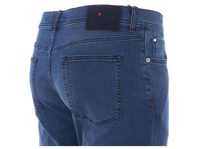 Kiton Logo Tab Medium Wash Denim Pants Blue - view 11