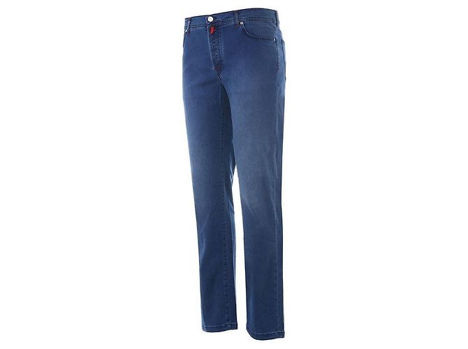 Kiton Logo Tab Medium Wash Denim Pants Blue - view 4