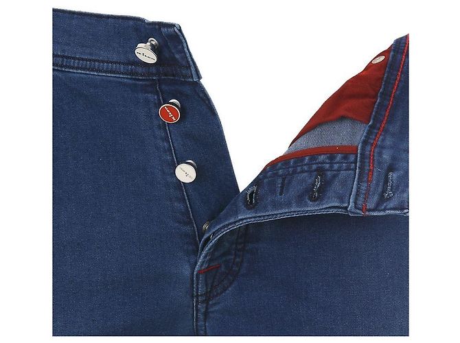 Kiton Logo Tab Medium Wash Denim Pants Blue - view 9