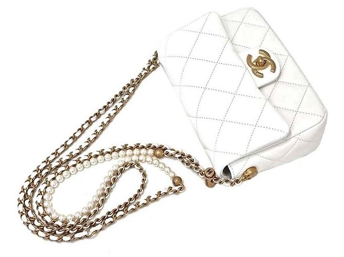 Chanel La mia mini borsa a tracolla decorata con perle perfette Bianco - vista 4