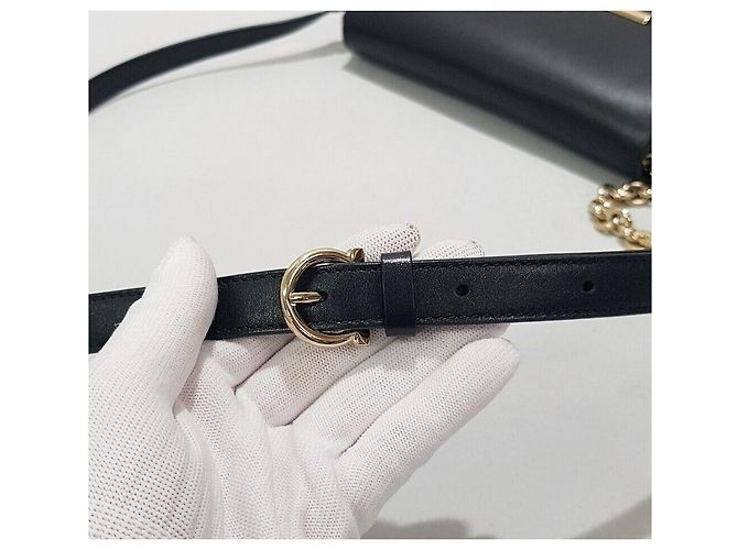 Salvatore Ferragamo Borsa Gancini Flap Medium Nero - vista 5