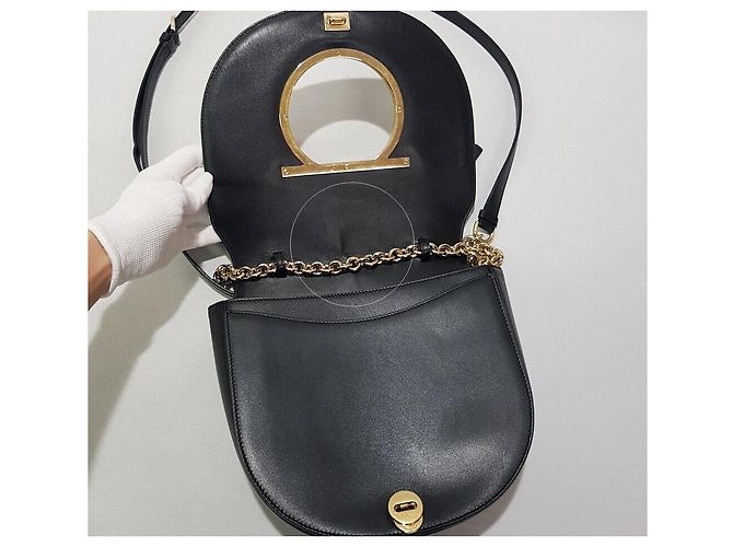 Salvatore Ferragamo Borsa Gancini Flap Medium Nero - vista 6