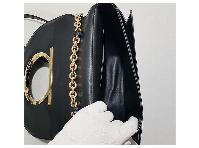Salvatore Ferragamo Borsa Gancini Flap Medium Nero - vista 9