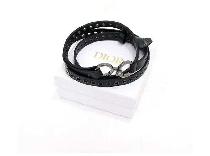Dior Damen Gürtel aus glattem Leder mit Ruthenium-Ösen - Ansicht 8