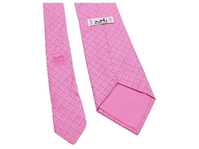 Hermès Pink Quilted Silk Tie - view 5