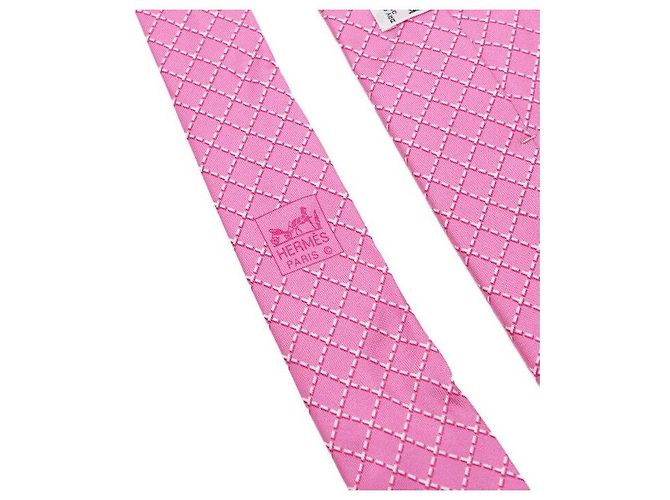 Hermès Pink Quilted Silk Tie - view 6