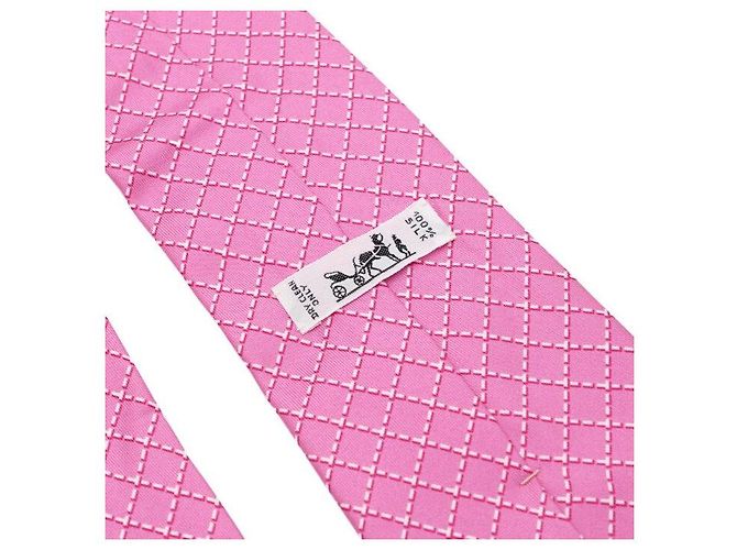 Hermès Pink Quilted Silk Tie - view 7