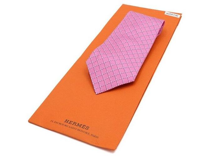 Hermès Pink Quilted Silk Tie - view 8