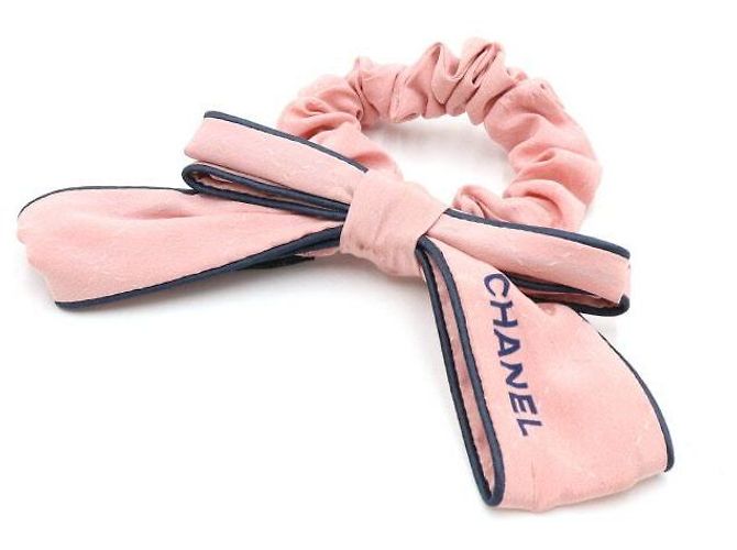 Chanel Scrunchie de cinta de seda para mujer, diadema de temporada Roja - vista 2