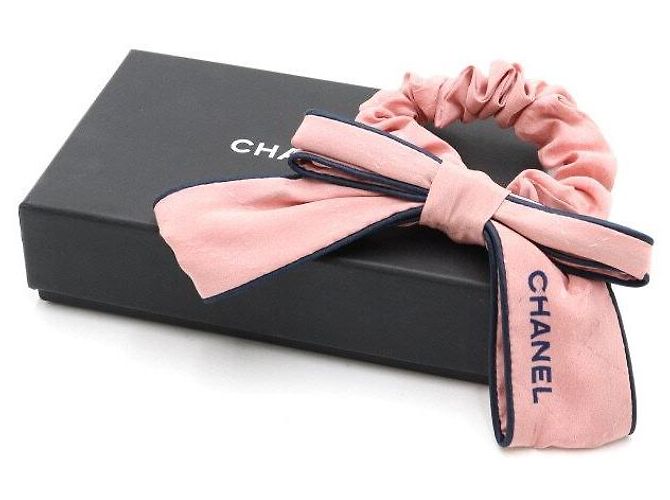 Chanel Scrunchie de cinta de seda para mujer, diadema de temporada Roja - vista 6
