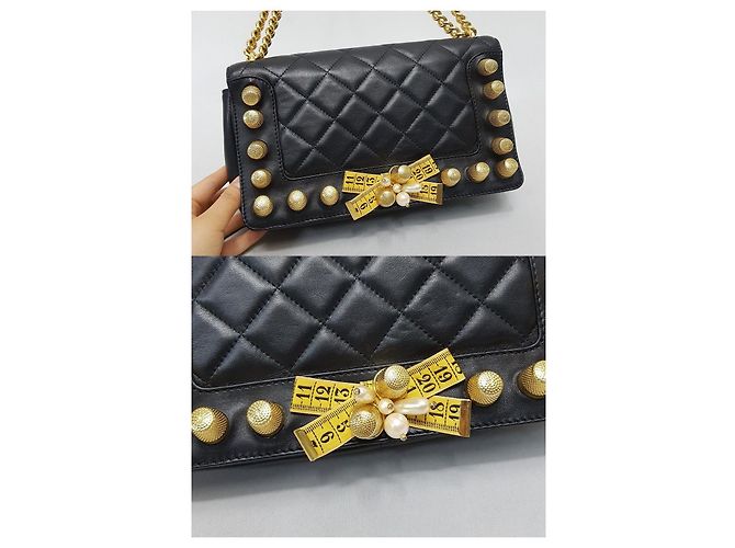 Moschino Borsa a tracolla con catena dorata Nero - vista 3
