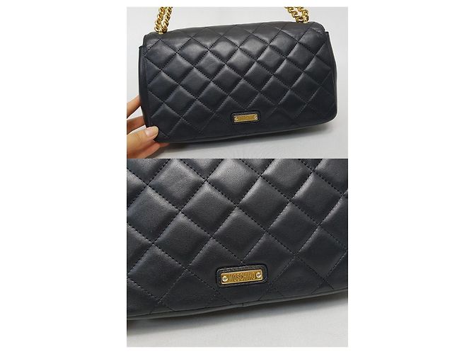 Moschino Borsa a tracolla con catena dorata Nero - vista 6