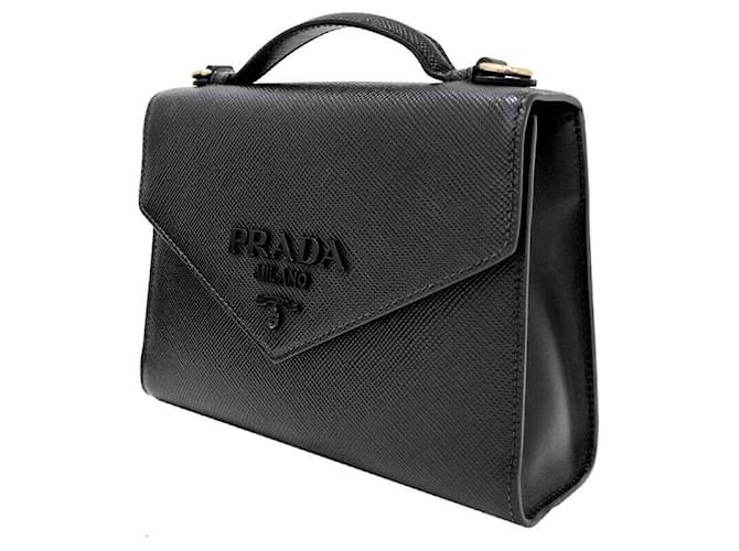 Prada Borsa a tracolla in Saffiano monocromatica Nero - vista 2