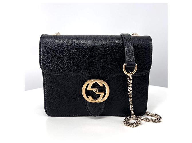 Gucci Bolso bandolera de cadena entrelazada Negro - Ansicht 3