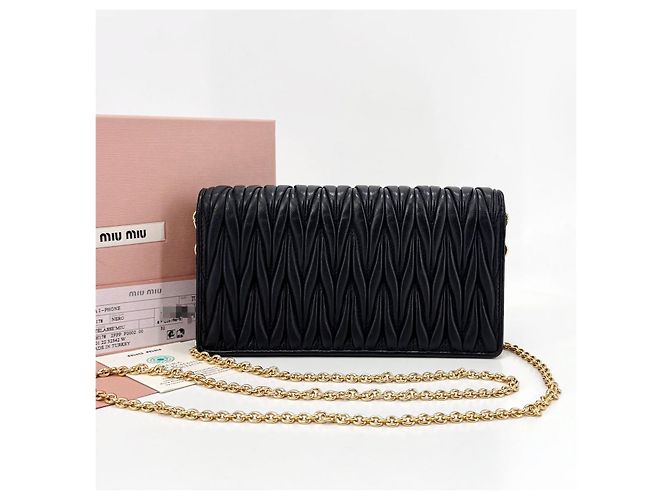 Miu Miu Borsa a tracolla trapuntata con catena Nera Nero - vista 4