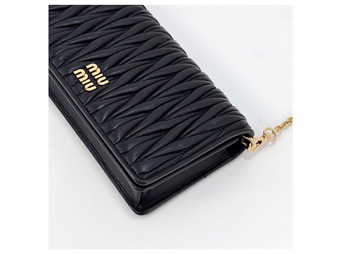 Miu Miu Borsa a tracolla trapuntata con catena Nera Nero - vista 8