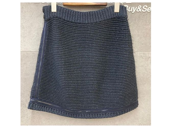 Chanel Tweed-Strickrock Navy Blau - Ansicht 2