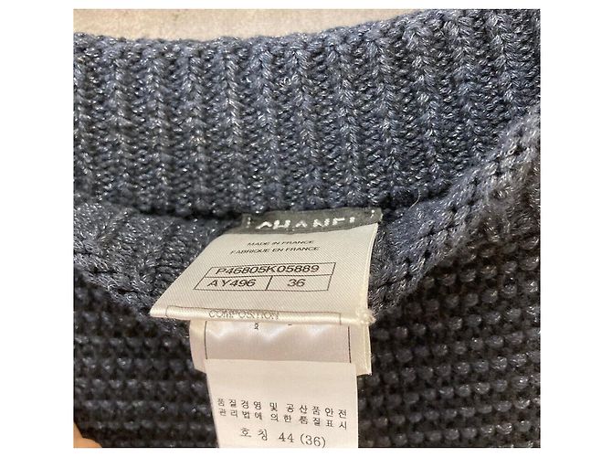 Chanel Tweed-Strickrock Navy Blau - Ansicht 4