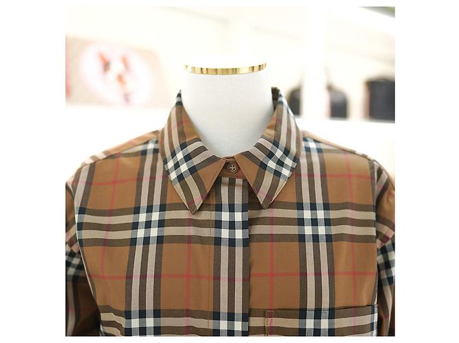 Burberry Verifica Camicia da Donna Marrone IVERY Classic Luxury Gift - vista 5