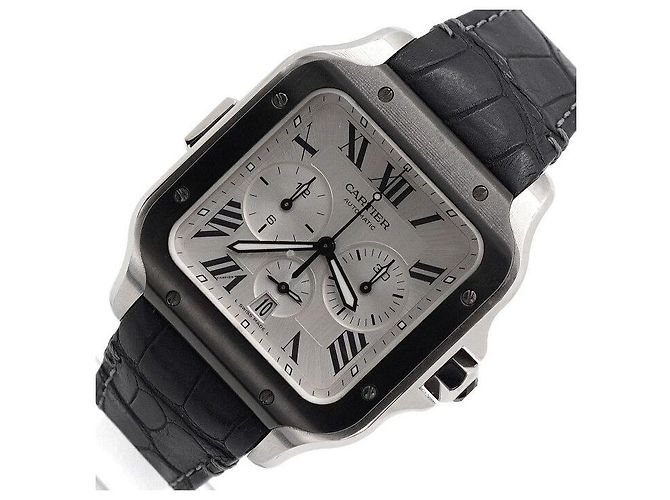Relógio Santos de Cartier XL Chronograph Automatic Masculino com Pulseira de Couro - vista 2
