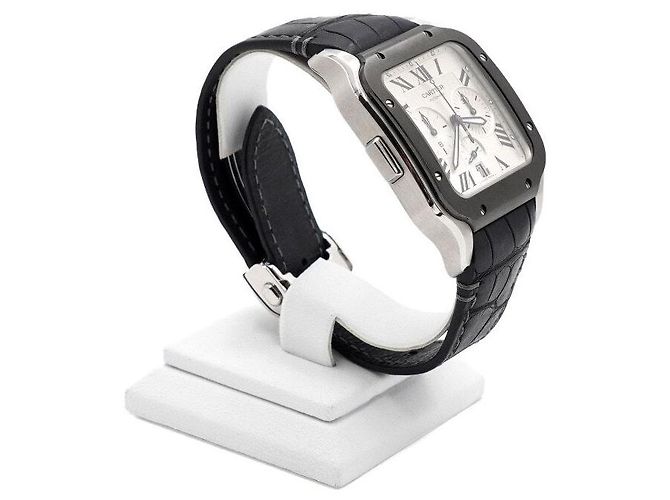 Relógio Santos de Cartier XL Chronograph Automatic Masculino com Pulseira de Couro - vista 4