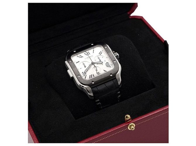 Relógio Santos de Cartier XL Chronograph Automatic Masculino com Pulseira de Couro - vista 6
